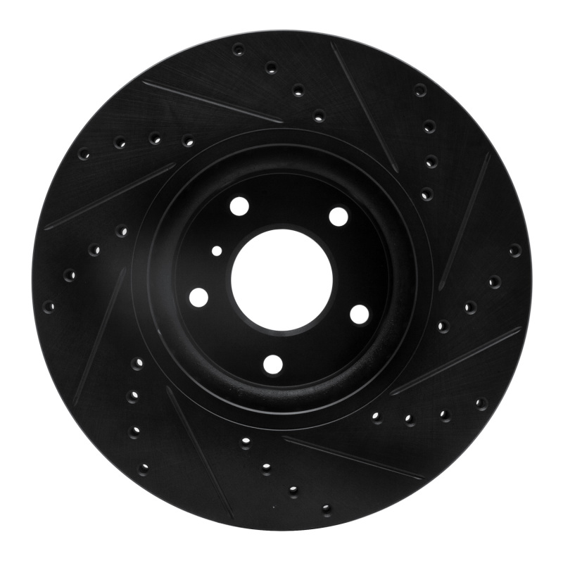 Infiniti EX35 Brake Rotor (1) - Front Left - R1 Concepts - Drilled & Slotted - Black - `03-`23